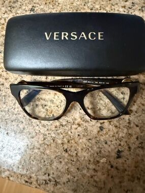 Versace Men’s Tortoiseshell Brown and Black Eyeglass Frames